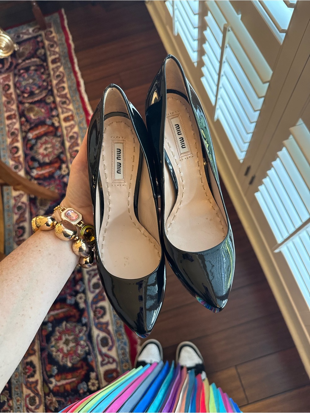 Miu Miu Black Patent Pointed Pumps